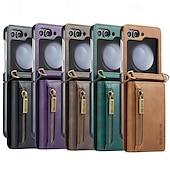 economico Cover Samsung-telefono Custodia Per Samsung Galaxy Z Flip 7 Z Flip 5 Z Flip 4 Z Flip 3 Copertura Posteriore con Supporto Magnetico Cerniera Retrò TPU PC Pelle PU
