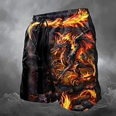 cheap Halloween Pants-Men&#039;s Dragon Skeleton Sweat Pants Swim Shorts Board Shorts Mid Waist Vintage Designer Punk &amp; Gothic Casual Holiday Club Designer Clothing Apparel