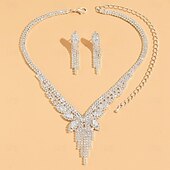 ieftine Seturi de Bijuterii-Seturi de bijuterii 3buc Ștras Aliaj Cercei Coliere Pentru femei Elegant Epocă Modă Geometric Geometric Shape Set de bijuterii Pentru Nuntă Petrecere Aniversare