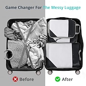 economico deposito bagagli e viaggi-Confezione da 6 cubi da imballaggio a compressione per valigie, set da 6 cubi da imballaggio organizer da viaggio, organizzatori da viaggio comprimibili essenziali per il viaggio