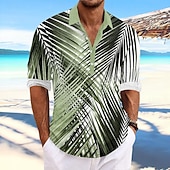 Voor heren Palmblad Tropische planten Hawaiiaans overhemd Aloha-shirt Lange mouw Overhemd Opstaand Hawaii Toevlucht Buiten Vakantie Feest Geel blauw Groen S M L voordelige Tropische planten-Voor heren Palmblad Tropische planten Hawaiiaans overhemd Aloha-shirt Lange mouw Overhemd Opstaand Hawaii Toevlucht Buiten Vakantie Feest Geel blauw Groen S M L