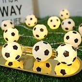 cheap Battery String Lights-1pc Waterproof Football String Light with Remote Control, Euro Cup Football/Baseball/Rugby/Basketball/ String Light 3M-20Leds Indoor and Outdoor Atmosphere Decoration Light String Beer Festival