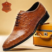 preiswerte Klassische Anzugschuhe-Herren Abendschuhe Abendschuhe Leder Italienisches vollnarbiges Rindsleder Komfortabel Rutschfest Schnürsenkel Schwarz Braun