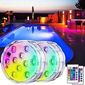 Недорогие Подводное освещение-2 шт. RGB светодиодный подводный светильник, водонепроницаемые погружные светодиодные фонари для бассейна, пруда освещают ваш бассейн, сад и многое другое - прочный водонепроницаемый дизайн для круглогодичного декора - идеально подходит для ванны, пруда,