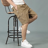 baratos Clássico-Homens Shorts táticos Bermuda Cargo Calção Com Cordão Cintura elástica Bolso multi Tecido Vestível Comprimento do joelho Ao ar livre Diário Acampar e Caminhar Moda Clássico Preto Amarelo