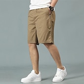 baratos Clássico-Homens Shorts táticos Bermuda Cargo Calção Com Cordão Cintura elástica Bolso multi Tecido Vestível Comprimento do joelho Ao ar livre Diário Acampar e Caminhar Moda Clássico Preto Amarelo