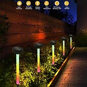 billige Bakkelys-led solcellelys, utendørs solcellelys rgb skiftende plen bakken lampe ip65 vanntett landskap spotlights hage dekorasjon utendørs lys 1 stk