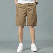 baratos Clássico-Homens Shorts táticos Bermuda Cargo Calção Com Cordão Cintura elástica Bolso multi Tecido Vestível Comprimento do joelho Ao ar livre Diário Acampar e Caminhar Moda Clássico Preto Amarelo