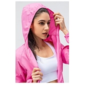 economico Giacche impermeabili-giacca da donna con cappuccio e tasche con cerniera cappuccio con tasche multiple giacca in pelle da donna in tessuto impermeabile