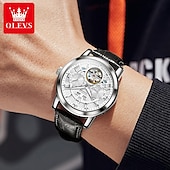 abordables Relojes mecánicos-OLEVS Hombre Relojes Mecánico Moda Reloj Casual Reloj de Muñeca Cuerda Automática Luminoso Calendario Fecha Semana Piel Reloj