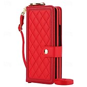 cheap Samsung Cases-Phone Case For Samsung Galaxy Z Fold 6 Z Fold 5 Z Fold 4 Z Fold 3 Back Cover with Stand Holder Magnetic with Lanyard Retro TPU PU Leather