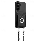 levne Pouzdra pro Samsung-telefon Carcasă Pro Samsung Galaxy S24 Ultra Plus S23 Ultra Plus S22 Plus Ultra A55 A35 A25 A15 5G A54 A34 A14 A53 A33 A23 A13 S25 Ultra Zadní kryt Držák na prsteny s Lanyardem Slot pro kartu Retro