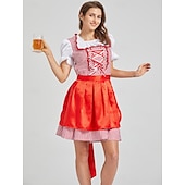 levne Dirndl-Oktoberfest Šaty Dámské šaty Trachtenkleader Oktoberfest / pivo Bavorský Tradiční kostýmní šaty Louky Dámské Tradiční Styl Tkanina Halenka Šaty Zástěra