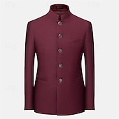 voordelige Heren Klassieke Blazers-Voor heren Blazer liiketoiminta Cocktailparty Bruiloft Modieus Casual Lente &amp; Herfst Polyester Effen nappi Zak Comfortabel Enkele rij knopen Blazer Zwart Wit Geel Rood