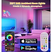 Недорогие Неоновые LED огни-Водонепроницаемая полоса неонового света 10 футов/20 футов, адресная радужная пиксельная подсветка RGB с панелью управления приложением 2,4 г, синхронизация управления музыкой со светодиодной неоновой