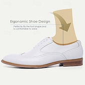 levne Klasické Společenské Boty-pánské prémiové boty z hovězí kůže bílé brogue oxford boty - elegantní šněrovací společenské boty pro formální příležitosti