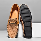 cheap Men&#039;s Slip-ons &amp; Loafers-Men&#039;s Woven Leather Loafers - Stylish Buckle Slip-On Dress Shoes for Formal and Casual Occasions