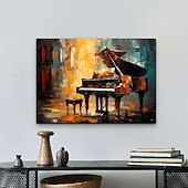 economico Ritratti-pittura a olio astratta per pianoforte fatta a mano su tela di arte della parete pianoforte pittura di arte arte della parete pciture per i musicisti pianista pittura a olio di opere d'arte pianoforte