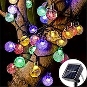 abordables Lumières de cordes solaires-Guirlande lumineuse à énergie solaire avec boules de cristal pour réception de mariage, 10 m, 100 LED, 8 modes d&#039;éclairage pour Noël, jardin, camping, fêtes, mariages, anniversaires&amp;amp;décoration