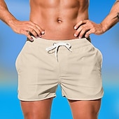 baratos shorts de natação masculinos-Homens Bermuda de Surf Shorts de Natação Calção Justo de Natação Com Cordão Cintura elástica Tecido Conforto Secagem Rápida Curto Feriado Praia Final de semana Moda Casual Preto Branco Micro-Elástica
