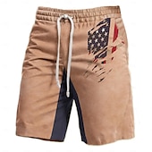 preiswerte 3D-Sweatshorts für Herren-Herren Amerikanische US-Flagge Grafik-Drucke Sweatshorts Kurze Hose Strandshorts Kurze Hosen Frottee-Shorts Mittlere Taillenlinie Vintage Brautkleider schlicht Täglich Festtage Strassenmode Kordelzug