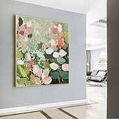 billiga Oljemålningar-handmåla stor original blomma oljemålning på duk abstrakt blommålning boho akryl blomkonst stor väggkonst modern anpassad vardagsrumsinredning utan ram