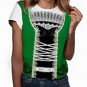 ieftine Îmbrăcăminte grafică-Tricou lederhosen #D Casual Stil de strada Tricou pentru Pentru femei Adulți Ștanțare la cald pentru Carnaval Bere Oktoberfest Petrecere Casul / Zilnic