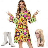 cheap Outfits-Hippie Retro Vintage 1970s Disco Dress Women&#039;s Costume Vintage Cosplay Party &amp; Evening Long Sleeve Dress Masquerade