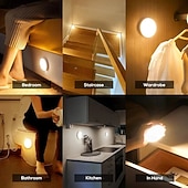 billiga skåpljus-1st rörelsesensor lampor inomhus trådlös led uppladdningsbar magnetisk sticka på vägg nattlampa batteridriven usb-laddning trappa korridorer garderob kökslampa under skåp ljus