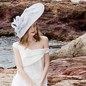 billige Coiffer-pannebånd fascinators hatter lin bowler / cloche hatt solhatt tallerken hatt bryllup teselskap elegant bryllup med fjær sløyfe hodeplagg hodeplagg