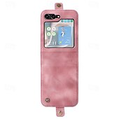 cheap Samsung Cases-Phone Case For Samsung Galaxy Z Flip 5 Z Flip 4 Z Flip 3 Back Cover with Stand Holder Card Slot Shockproof Retro TPU PU Leather