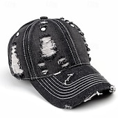preiswerte Baseballkappe für Herren-Herren Cap Basecap Sonnenhut Kappe Schwarz Dunkel Blau Baumwolle Zerrissen Modisch Brautkleider schlicht Strasse Täglich Glatt Einstellbar Sonnenschutz Atmungsaktiv