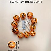cheap Battery String Lights-1pc Waterproof Football String Light with Remote Control, Euro Cup Football/Baseball/Rugby/Basketball/ String Light 3M-20Leds Indoor and Outdoor Atmosphere Decoration Light String Beer Festival