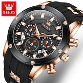 cheap Quartz Watches-OLEVS Men Quartz Watch Outdoor Sports Fashion Wristwatch Luminous Calendar Chronograph Waterproof Silicone Gel Watch