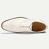 cheap Classic Dress Shoes-Stylish Men&#039;s White Dress Derby Shoes with Brogue Detailing - Ideal for Formal and Business Wear