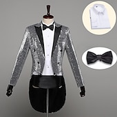 cheap Outfits-Retro Vintage Disco 1980s Tuxedo Suits &amp; Blazers Tailcoat Disco Sequins Men&#039;s Masquerade Party / Evening Pride Parade Pride Month Adults&#039; Coat
