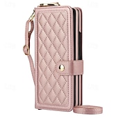 cheap Samsung Cases-Phone Case For Samsung Galaxy Z Fold 6 Z Fold 5 Z Fold 4 Z Fold 3 Back Cover with Stand Holder Magnetic with Lanyard Retro TPU PU Leather