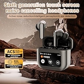 abordables Auriculares TWS-Auricular TWS pantalla táctil a todo color auriculares Bluetooth con reducción de ruido ANC pantalla LCD inteligente Auriculares para deportes