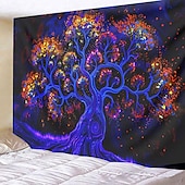 levne Tapiserie Blacklight-blacklight gobelín uv reaktivní záře ve tmě záře party neon psychedelický trippy misty závěsný gobelín sova nástěnná malba pro obývací pokoj ložnice