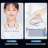 cheap Fans-5000mAh Hanging Neck Fan – Portable Folding Bladeless Air Cooler, USB Type-C Rechargeable for Sports &amp; Travel