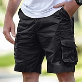 baratos Ar livre-Homens Bermuda Cargo Calção Shorts casuais Bolso multi Perna reta Tecido Conforto Macio Comprimento do joelho Ao ar livre Casual Diário Moda Roupa de rua Preto Azul Marinha Micro-Elástica