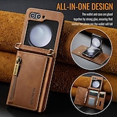 economico Cover Samsung-telefono Custodia Per Samsung Galaxy Z Flip 7 Z Flip 5 Z Flip 4 Z Flip 3 Copertura Posteriore con Supporto Magnetico Cerniera Retrò TPU PC Pelle PU