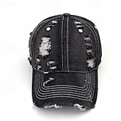 preiswerte Baseballkappe für Herren-Herren Cap Basecap Sonnenhut Kappe Schwarz Dunkel Blau Baumwolle Zerrissen Modisch Brautkleider schlicht Strasse Täglich Glatt Einstellbar Sonnenschutz Atmungsaktiv