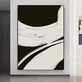 abordables Peintures Abstraites-grande peinture à l&#039;huile de texture abstraite faite à la main art mural peint à la main peinture à l&#039;huile de texture art mural abstrait noir et blanc peinture blanche noire art mural moderne