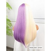 abordables Perruques Synthétiques Sans Bonnet-Perruque Synthétique Yaki Droite Coupe Droite Perruque 22 pouces Rose / Orange Cheveux Synthétiques 22 pouce Femme Multicolore