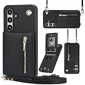 cheap Samsung Cases-Phone Case For Samsung Galaxy S24 S23 S22 S21 S20 Ultra Plus FE S25 Ultra Back Cover Wallet Case Zipper with Lanyard Kickstand Retro TPU PU Leather