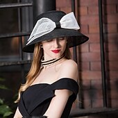 economico Cappelli per feste-cappelli cappello a bombetta / cloche in lino cappello a secchiello cappello da sole matrimonio tea party matrimonio elegante con copricapo bowknot copricapo
