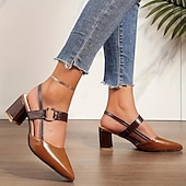 halpa Juhlasaappaat-naisten kaksisävyiset slingback-lohkokorkopumput – tyylikkäät teräväkärkiset, kultakoristeiset kengät toimistoon, juhliin ja muodollisiin tapahtumiin