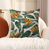 billige blomster- og plantestil-putetrekk 1 stk myk blomstret&amp;amp;planter firkantet putetrekk putetrekk til sofa soverom overlegen kvalitet maskinvaskbar utendørs faux lin pute til sofa sofa seng stol grønn