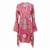 abordables Robes-Rétro Vintage Années 1970 Déguisement Années 70 Femme Manche cloche Hippie Fleur / Floral Col en U Déguisement Femmes Halloween Carnaval Mascarade Soirée Tenue quotidienne Défilé de la Fierté Adulte